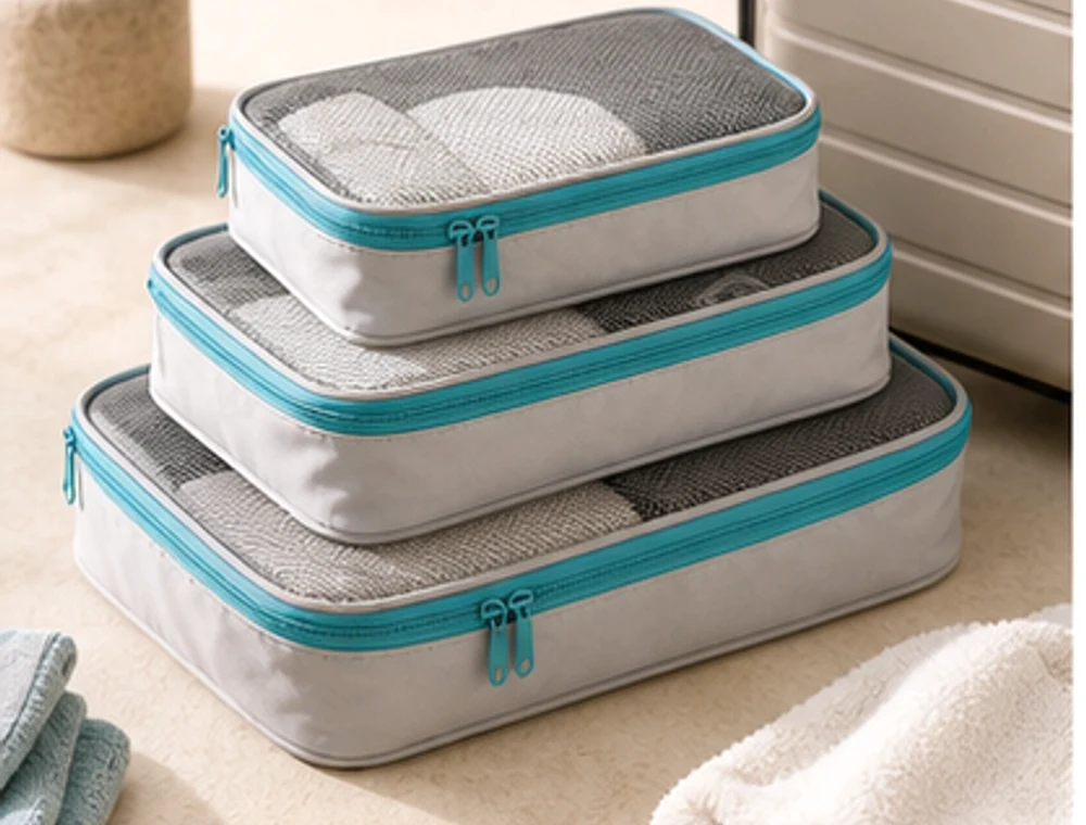 Packwürfel Set für Kleidung als neutrales Reiseproduktbild