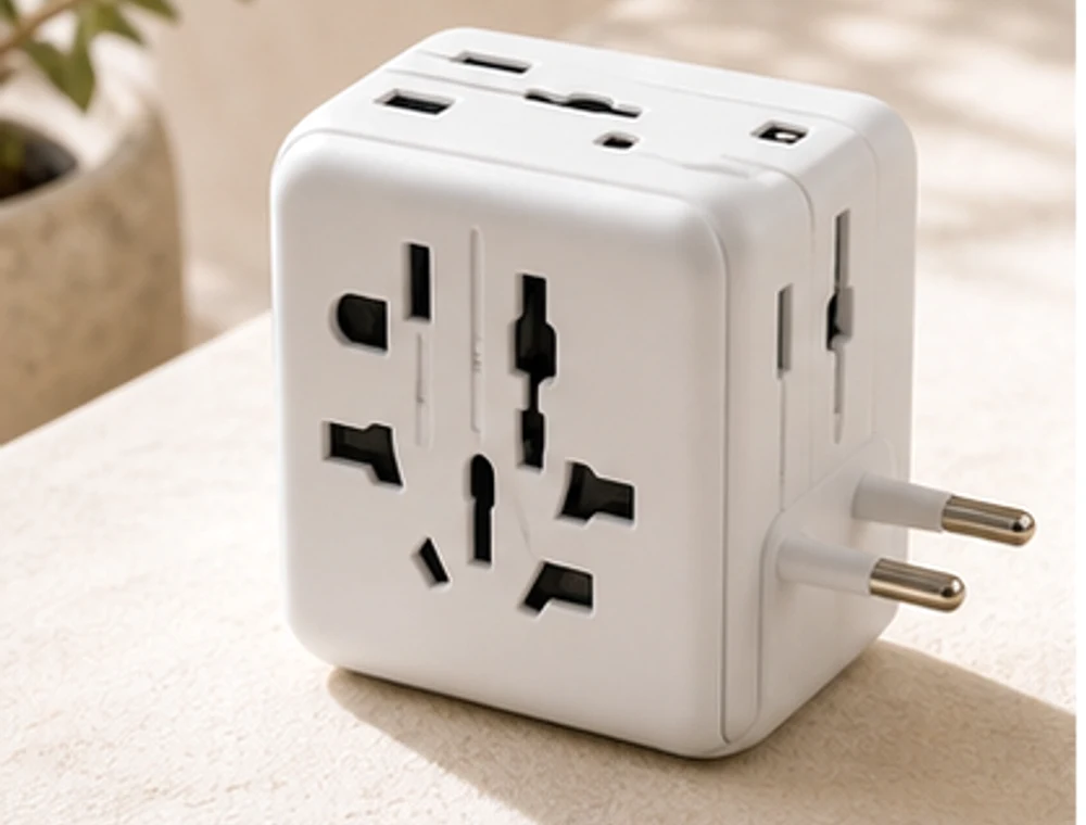 Universal-Reiseadapter als neutrales Reiseproduktbild