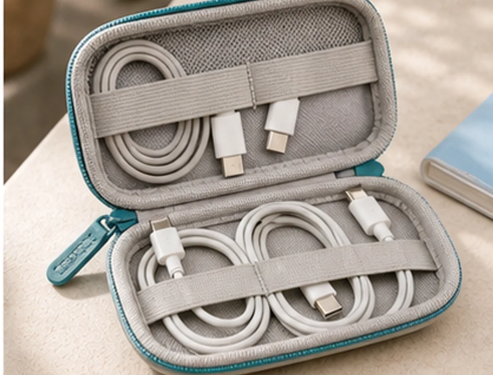 USB-C Kabelset im Etui als neutrales Reiseproduktbild