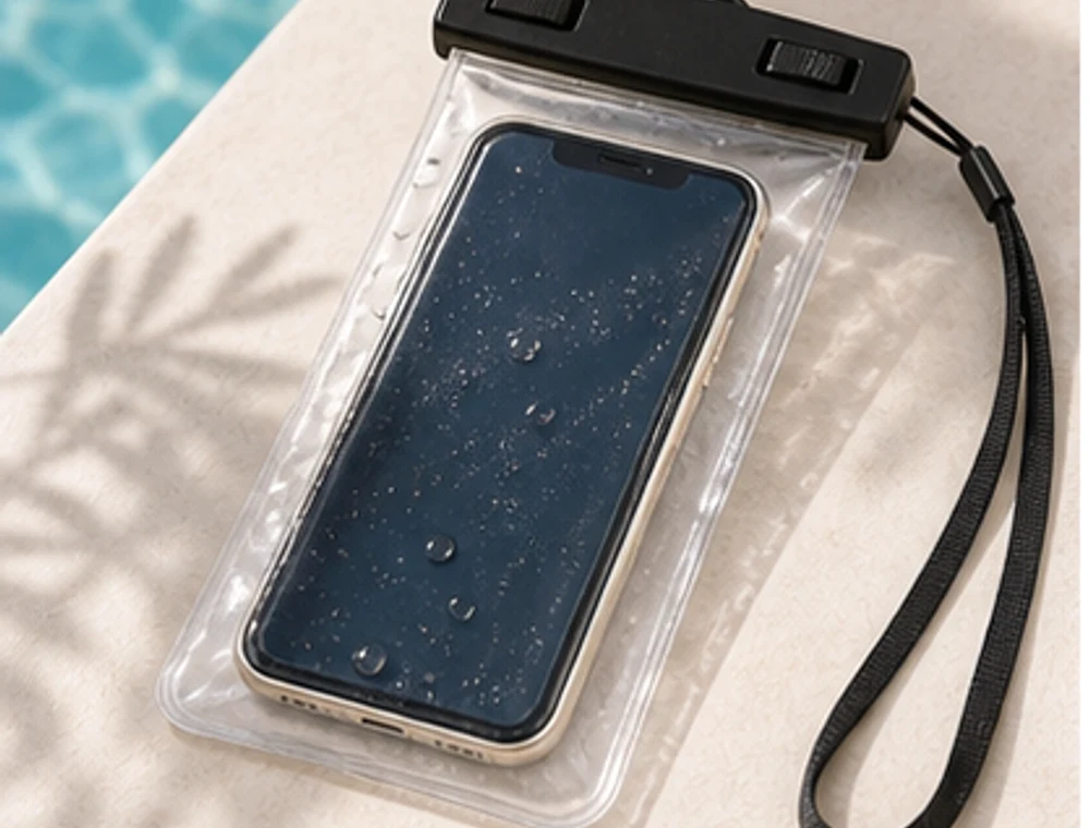 Wasserdichte Handyhülle als neutrales Reiseproduktbild