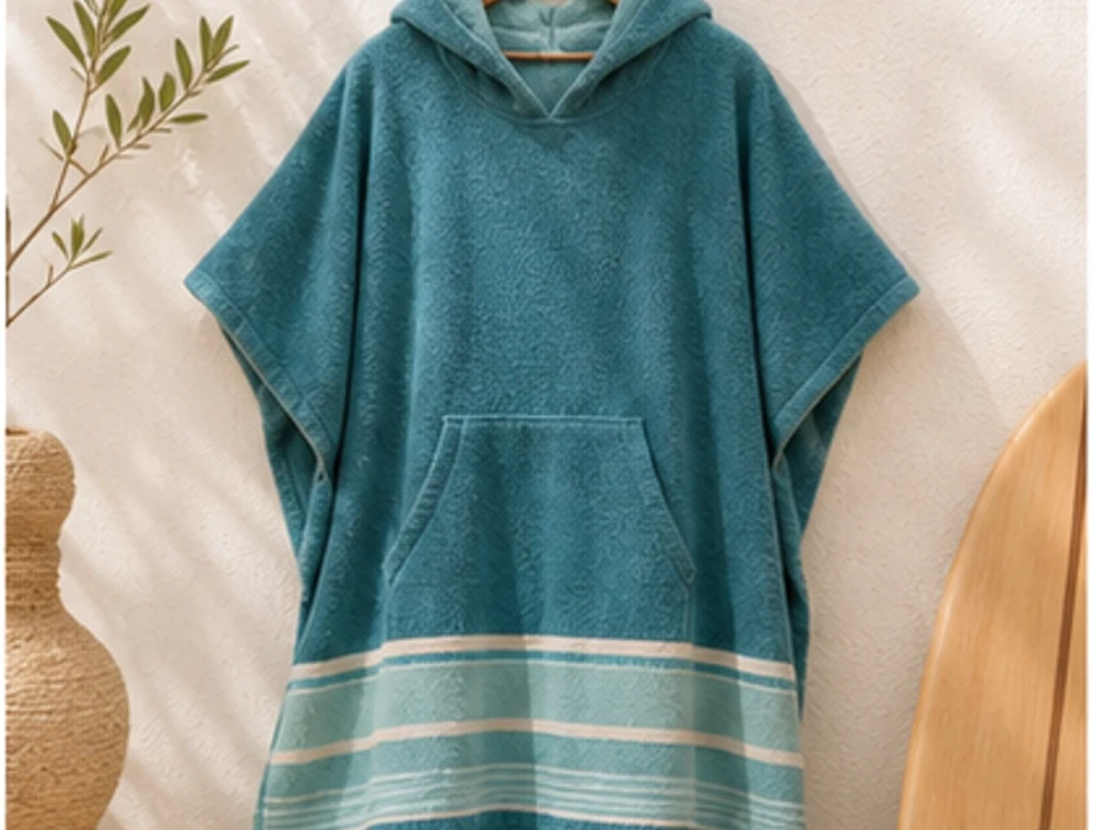 Badeponcho aus Mikrofaser als neutrales Reiseproduktbild