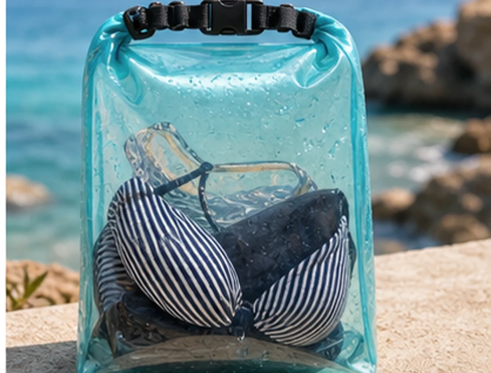 Wasserdichte Tasche für Badekleidung als neutrales Reiseproduktbild