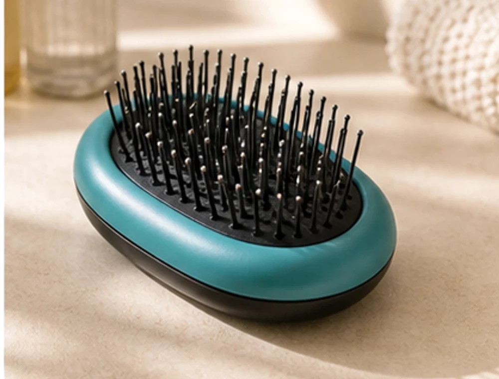 Mini-Haarbürste als neutrales Reiseproduktbild