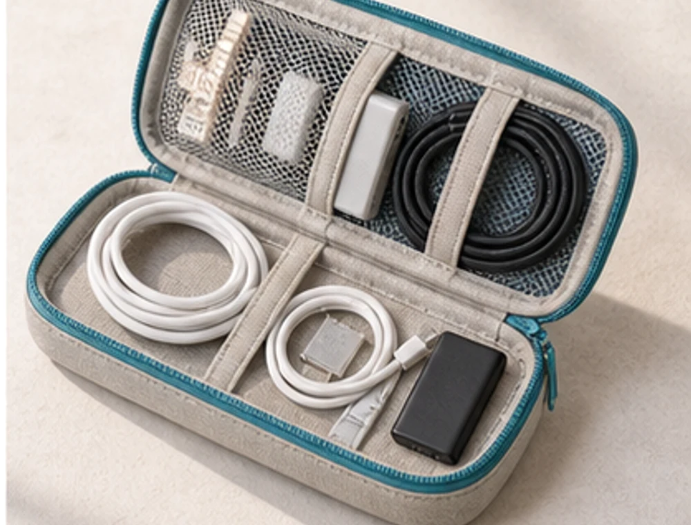 Ladekabel-Tasche für Roadtrips als neutrales Reiseproduktbild