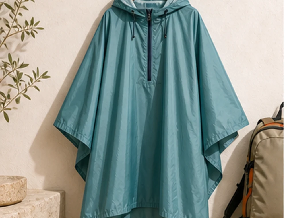 Regenponcho für Kurztrips als neutrales Reiseproduktbild