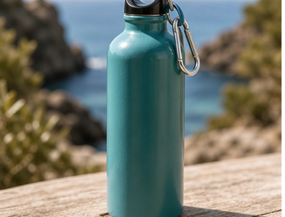 Robuste Trinkflasche als neutrales Reiseproduktbild